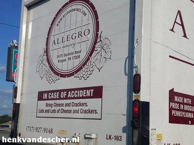Allegro Winery :: In case of accident. Bring Cheese and Crackers. Lots and Lots of Cheese and Crackers
